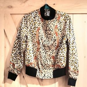 Leopard and Chains Bomber Jacket